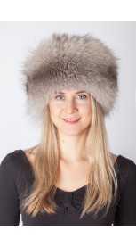 Dark grey fox fur hat